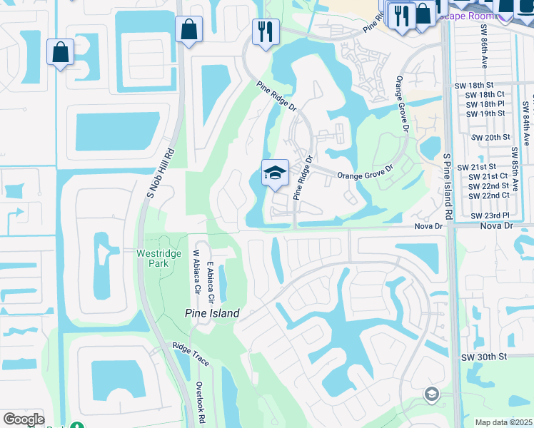 map of restaurants, bars, coffee shops, grocery stores, and more near 2315 El Cid Court in Davie