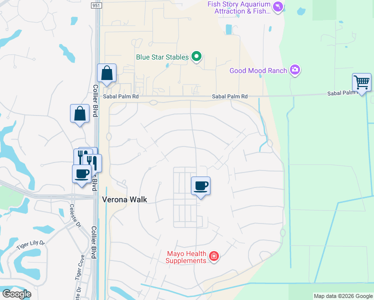 map of restaurants, bars, coffee shops, grocery stores, and more near 7768 Ionio Court in Naples