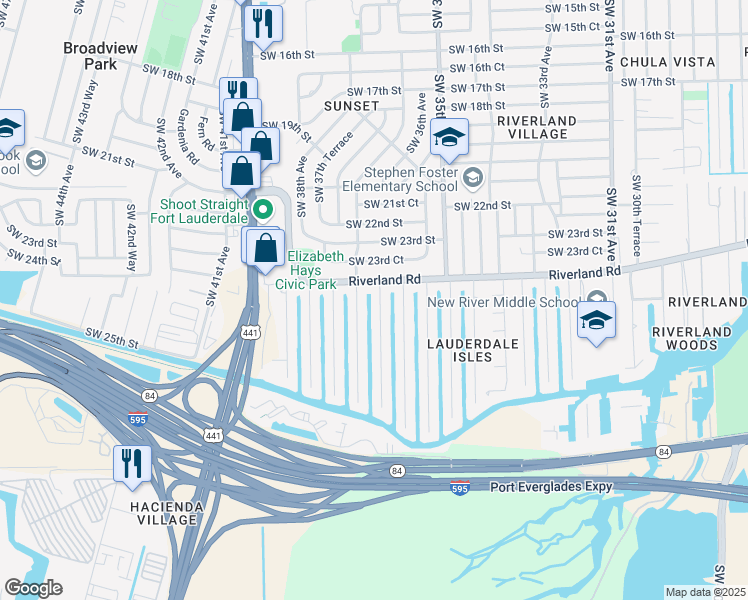 map of restaurants, bars, coffee shops, grocery stores, and more near 2419 Nassau Lane in Fort Lauderdale