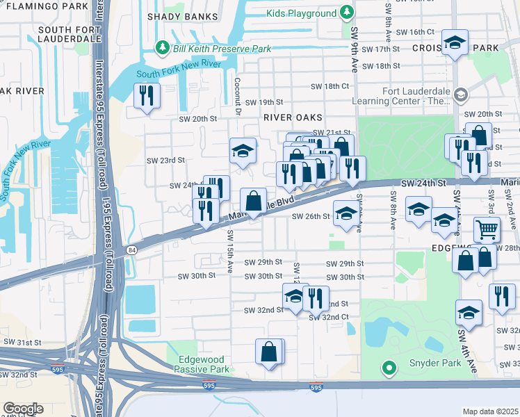 map of restaurants, bars, coffee shops, grocery stores, and more near in Fort Lauderdale