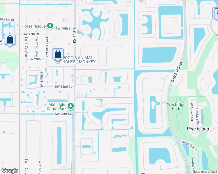 map of restaurants, bars, coffee shops, grocery stores, and more near 10850 Southwest 23rd Street in Davie