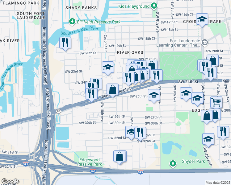 map of restaurants, bars, coffee shops, grocery stores, and more near in Fort Lauderdale