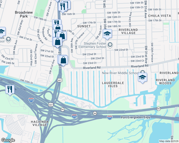 map of restaurants, bars, coffee shops, grocery stores, and more near 2419 Nassau Lane in Fort Lauderdale