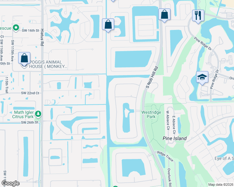 map of restaurants, bars, coffee shops, grocery stores, and more near 10435 Southwest 23rd Court in Davie