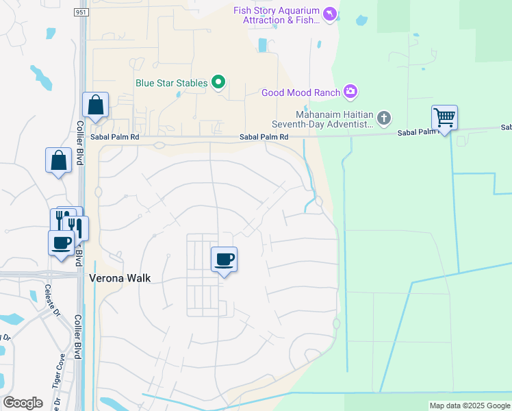 map of restaurants, bars, coffee shops, grocery stores, and more near 7830 Orvieto Court in Naples