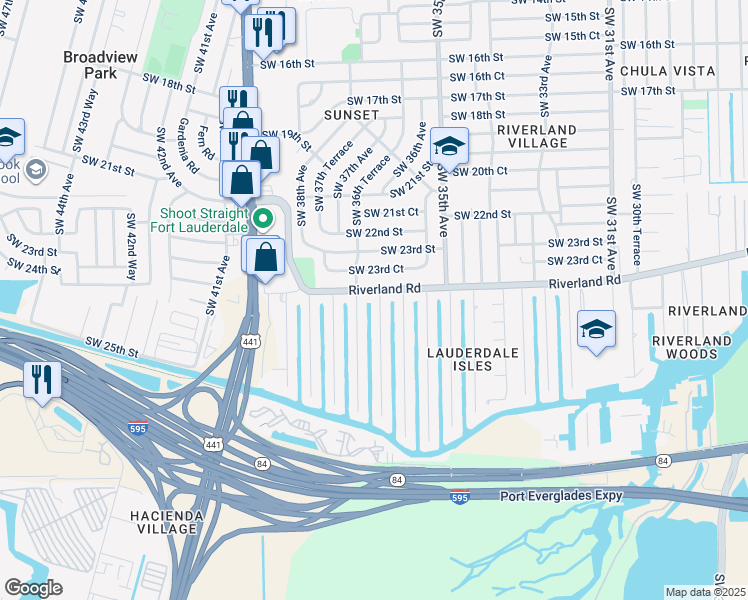 map of restaurants, bars, coffee shops, grocery stores, and more near 2419 Nassau Lane in Fort Lauderdale