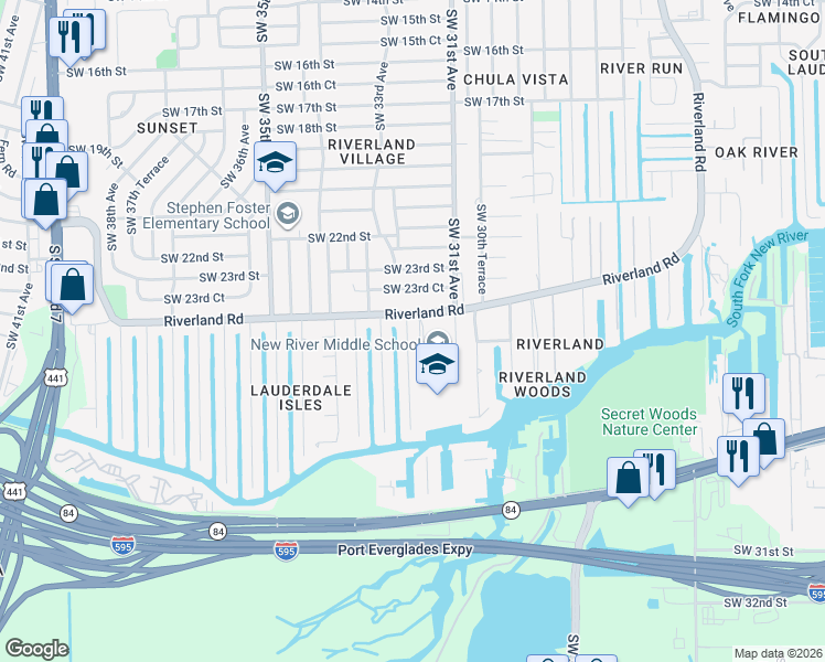 map of restaurants, bars, coffee shops, grocery stores, and more near 2412 Andros Lane in Fort Lauderdale