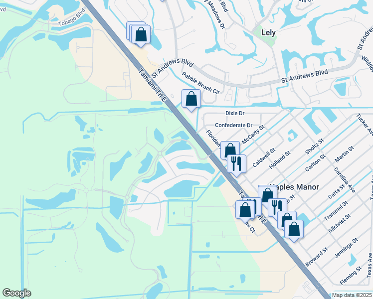 map of restaurants, bars, coffee shops, grocery stores, and more near in Collier County