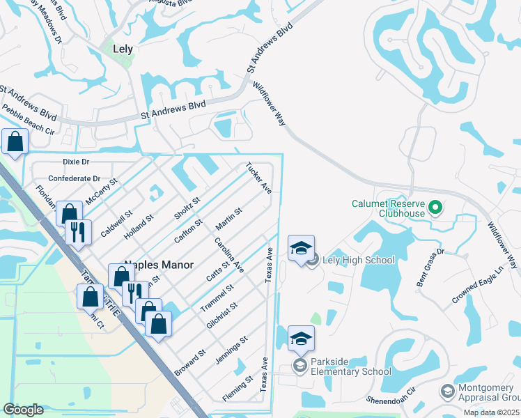 map of restaurants, bars, coffee shops, grocery stores, and more near 5469 Hardee Street in Naples