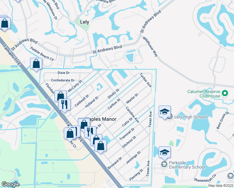 map of restaurants, bars, coffee shops, grocery stores, and more near 5398 Carolina Avenue in Naples