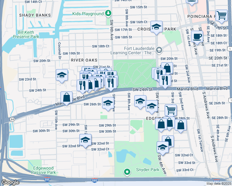 map of restaurants, bars, coffee shops, grocery stores, and more near 840 West State Road 84 in Fort Lauderdale