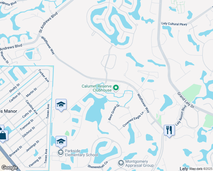 map of restaurants, bars, coffee shops, grocery stores, and more near 6446 Legacy Circle in Naples