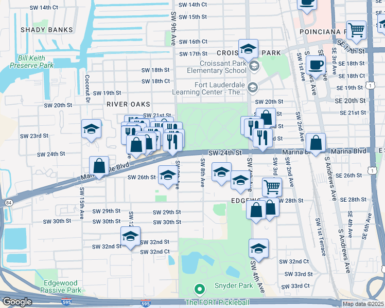 map of restaurants, bars, coffee shops, grocery stores, and more near 840 West State Road 84 in Fort Lauderdale