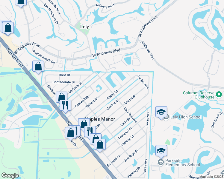 map of restaurants, bars, coffee shops, grocery stores, and more near 5398 Carolina Avenue in Naples