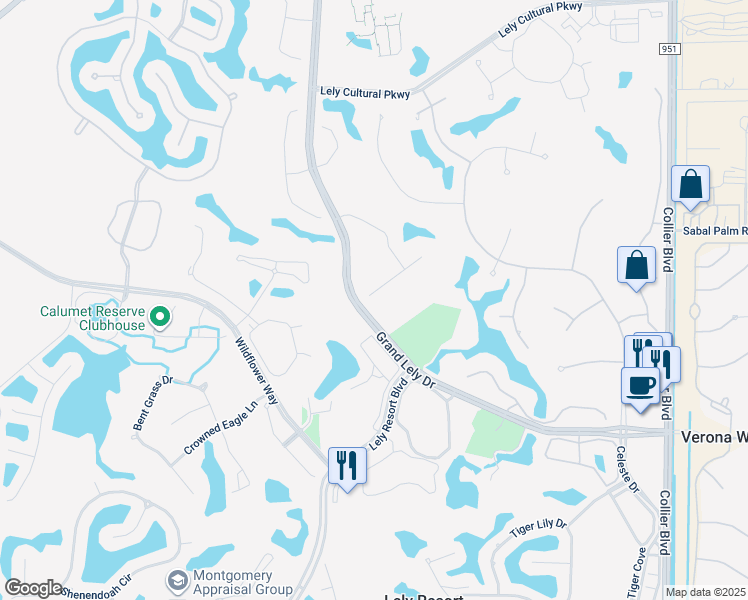 map of restaurants, bars, coffee shops, grocery stores, and more near 7888 Valencia Court in Naples