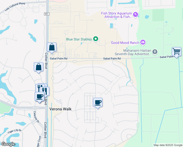 map of restaurants, bars, coffee shops, grocery stores, and more near in Verona Walk