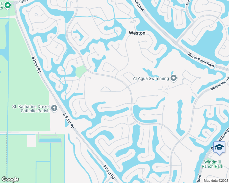 map of restaurants, bars, coffee shops, grocery stores, and more near 2536 Royal Palm Way in Weston