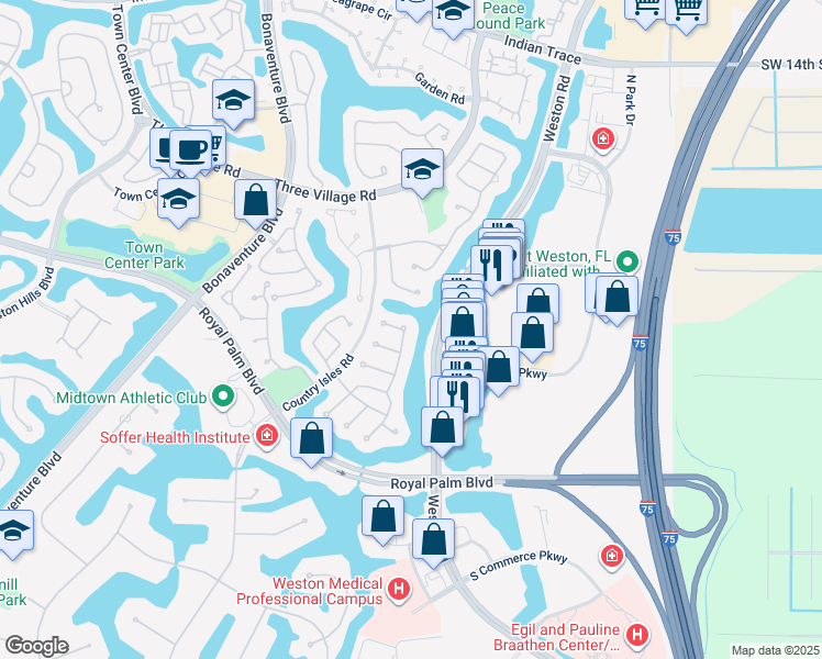 map of restaurants, bars, coffee shops, grocery stores, and more near 2110 Tallahassee in Weston