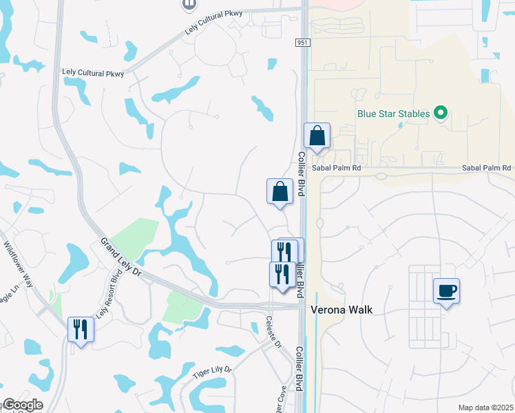 map of restaurants, bars, coffee shops, grocery stores, and more near 7856 Classics Drive in Naples