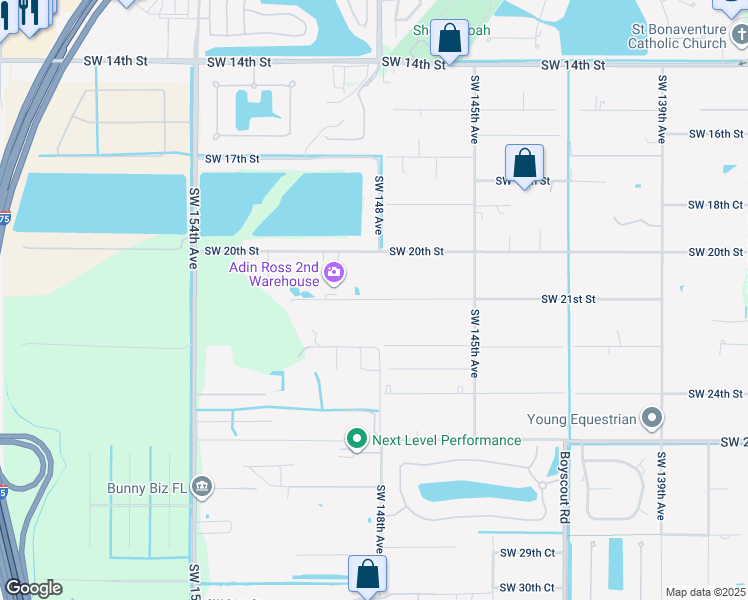 map of restaurants, bars, coffee shops, grocery stores, and more near 14790 Southwest 21st Street in Davie