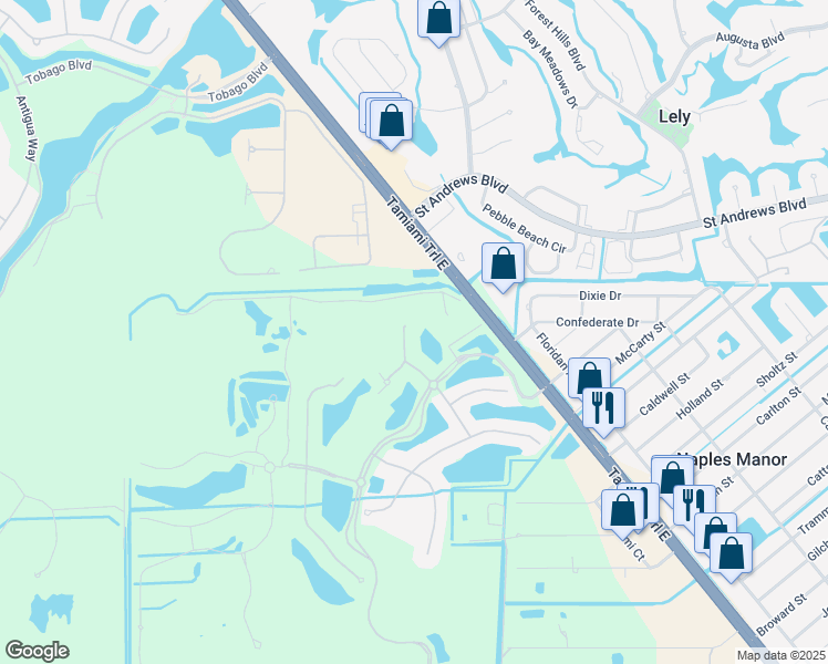 map of restaurants, bars, coffee shops, grocery stores, and more near 9242 Veneto Place in Naples