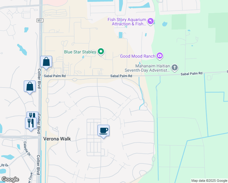 map of restaurants, bars, coffee shops, grocery stores, and more near 7805 Orvieto Court in Naples