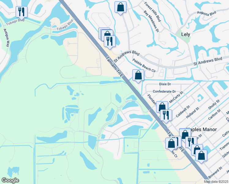 map of restaurants, bars, coffee shops, grocery stores, and more near 9234 Veneto Place in Naples