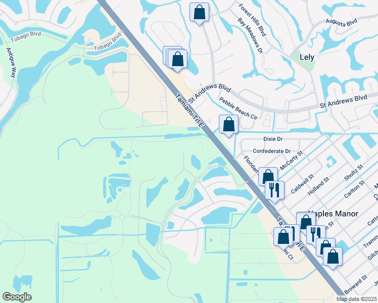 map of restaurants, bars, coffee shops, grocery stores, and more near 9234 Veneto Place in Naples