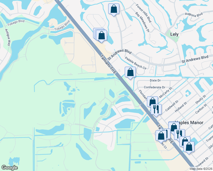 map of restaurants, bars, coffee shops, grocery stores, and more near 9230 Veneto Place in Naples