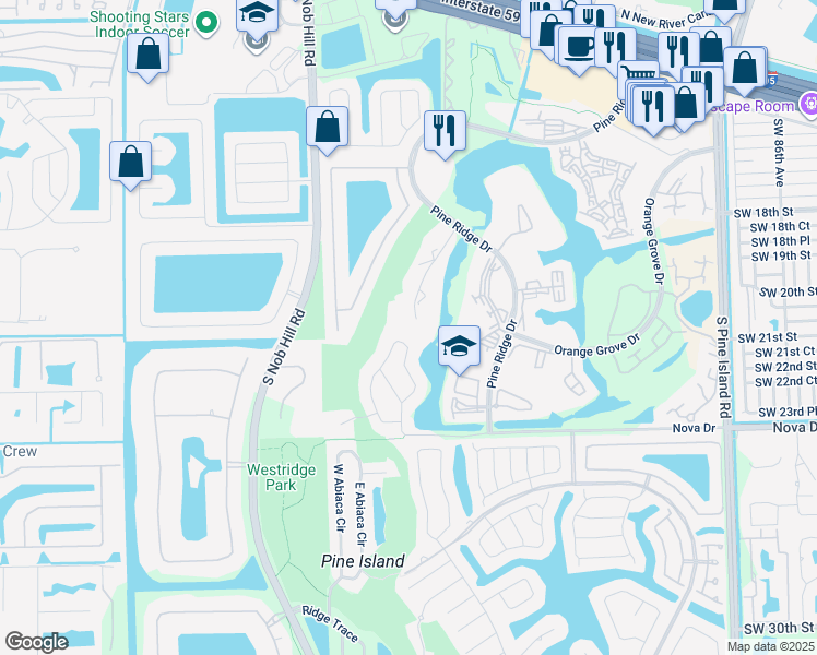 map of restaurants, bars, coffee shops, grocery stores, and more near 9450 Live Oak Place in Davie