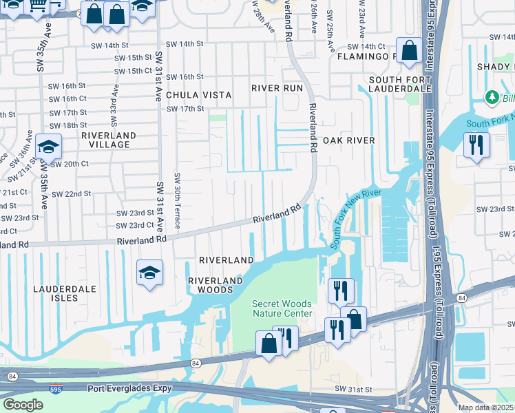 map of restaurants, bars, coffee shops, grocery stores, and more near 2250 Southwest 28th Avenue in Fort Lauderdale