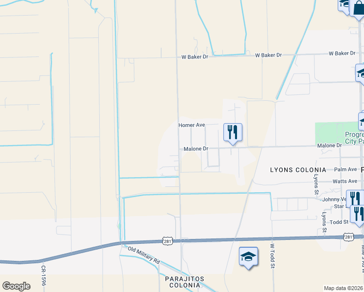 map of restaurants, bars, coffee shops, grocery stores, and more near 103 Mark Avenue in Progreso Lakes