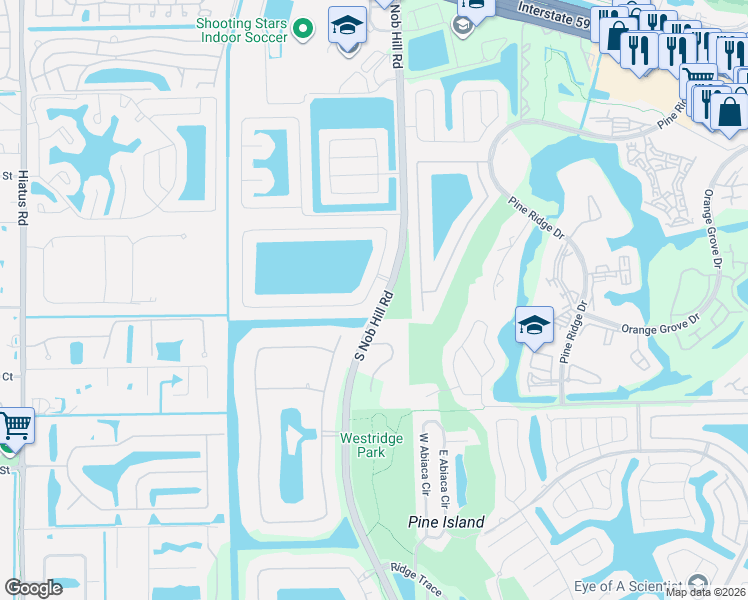 map of restaurants, bars, coffee shops, grocery stores, and more near 1976 Southwest 101st Avenue in Davie