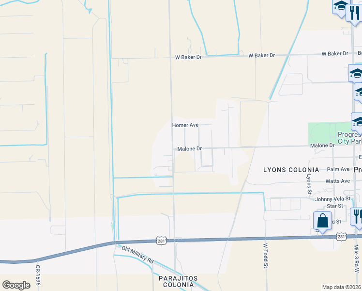 map of restaurants, bars, coffee shops, grocery stores, and more near 103 Mark Avenue in Progreso Lakes