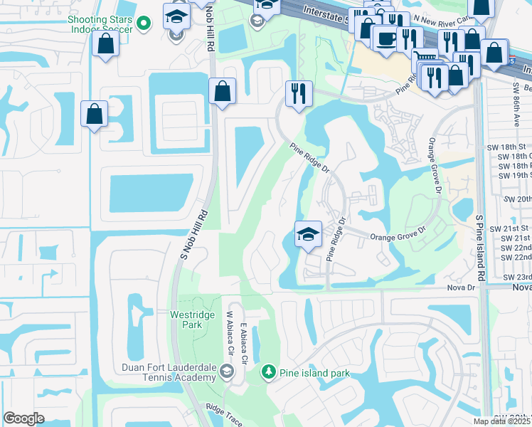 map of restaurants, bars, coffee shops, grocery stores, and more near 9450 Live Oak Place in Davie