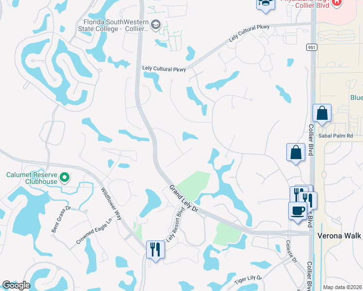 map of restaurants, bars, coffee shops, grocery stores, and more near 7845 Ashton Road in Naples
