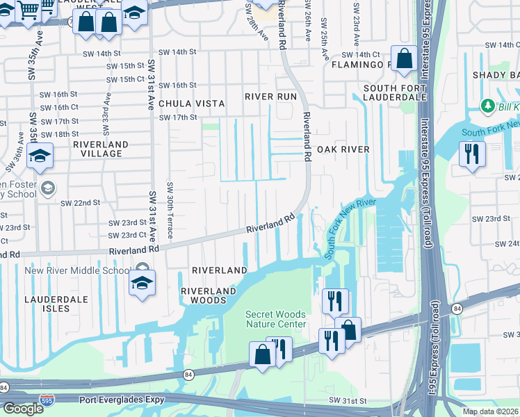 map of restaurants, bars, coffee shops, grocery stores, and more near 2250 Southwest 28th Avenue in Fort Lauderdale