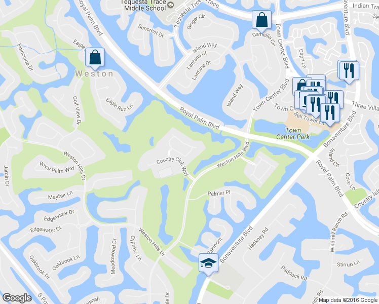 map of restaurants, bars, coffee shops, grocery stores, and more near 2729 Center Court Drive in Weston