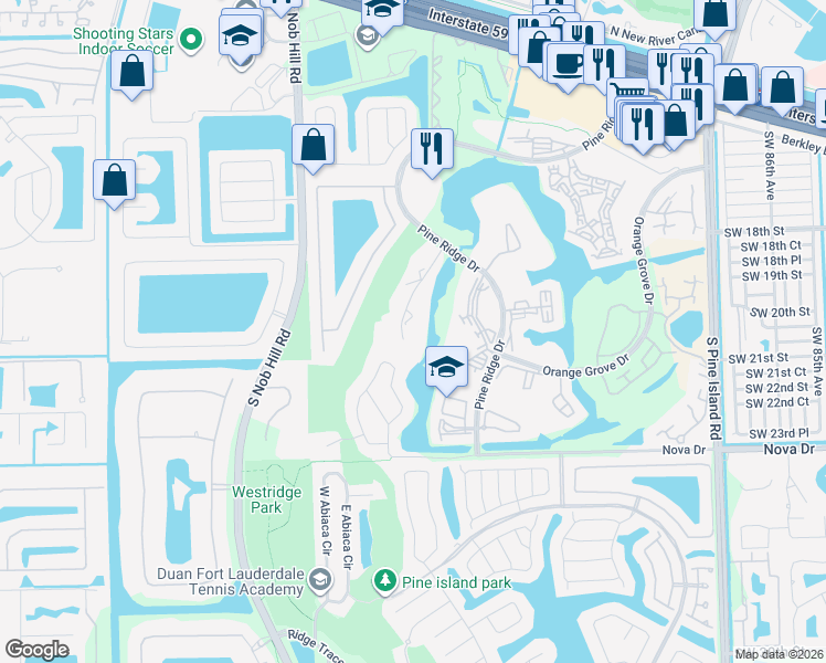 map of restaurants, bars, coffee shops, grocery stores, and more near 9469 Live Oak Place in Davie