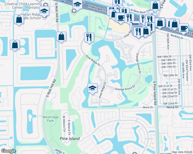map of restaurants, bars, coffee shops, grocery stores, and more near 1911 Sabal Palm Drive in Davie