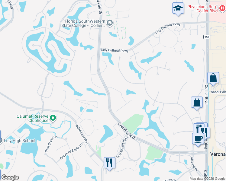 map of restaurants, bars, coffee shops, grocery stores, and more near 7785 Ashton Road in Naples