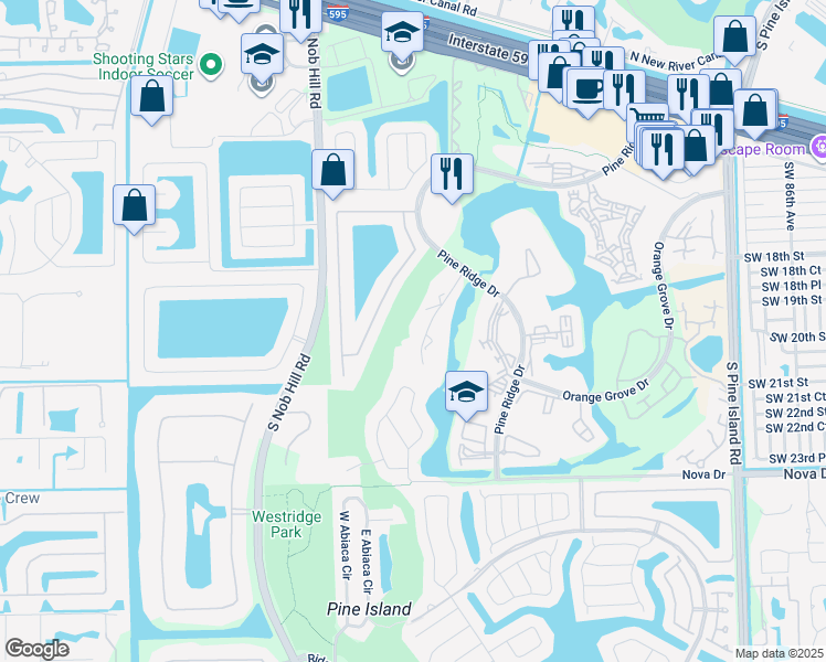 map of restaurants, bars, coffee shops, grocery stores, and more near 9430 Live Oak Place in Davie