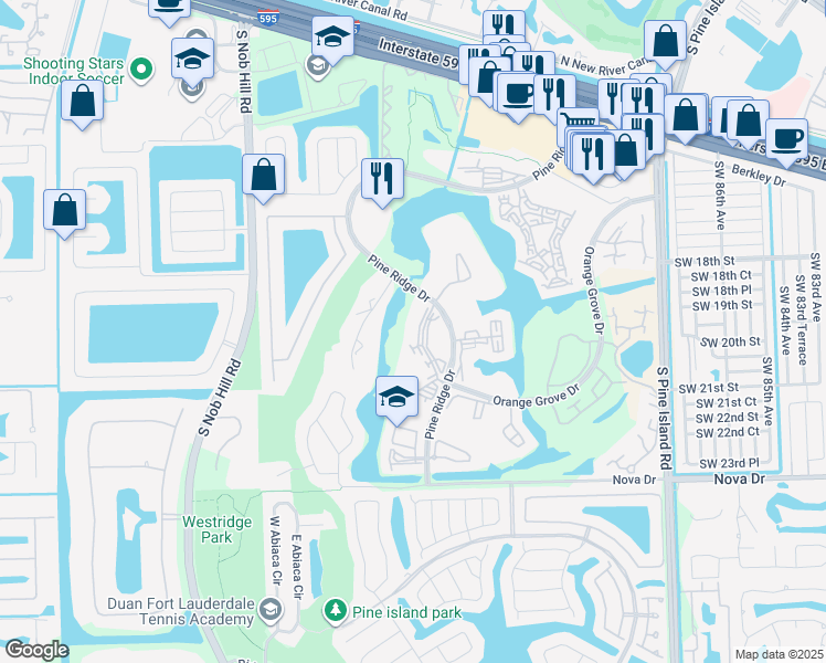 map of restaurants, bars, coffee shops, grocery stores, and more near 1831 Sabal Palm Drive in Davie