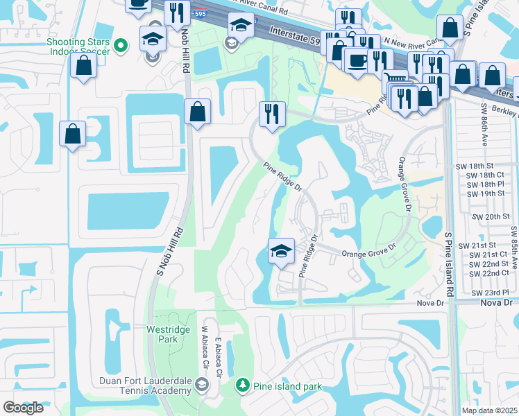map of restaurants, bars, coffee shops, grocery stores, and more near 9431 Live Oak Place in Davie