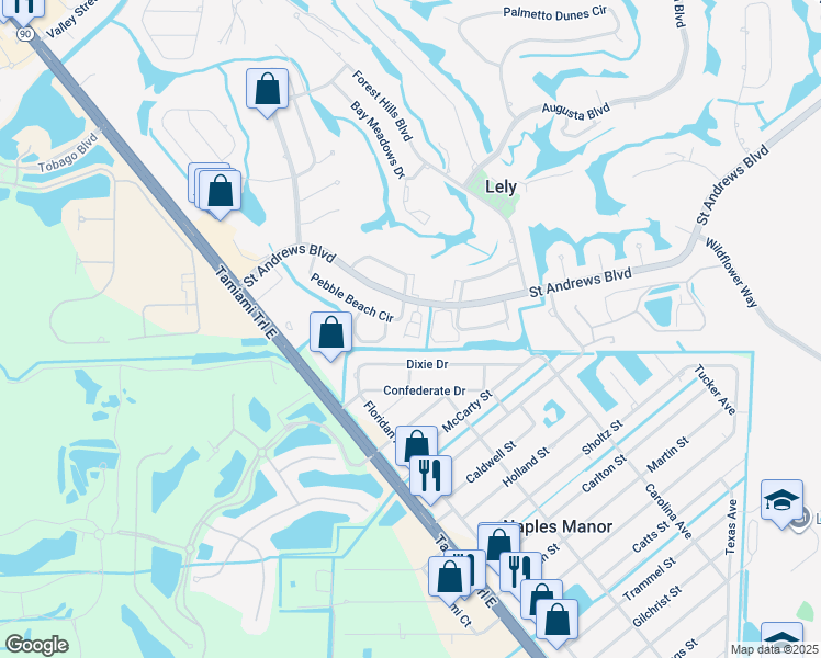 map of restaurants, bars, coffee shops, grocery stores, and more near 14 Watercolor Way in Naples