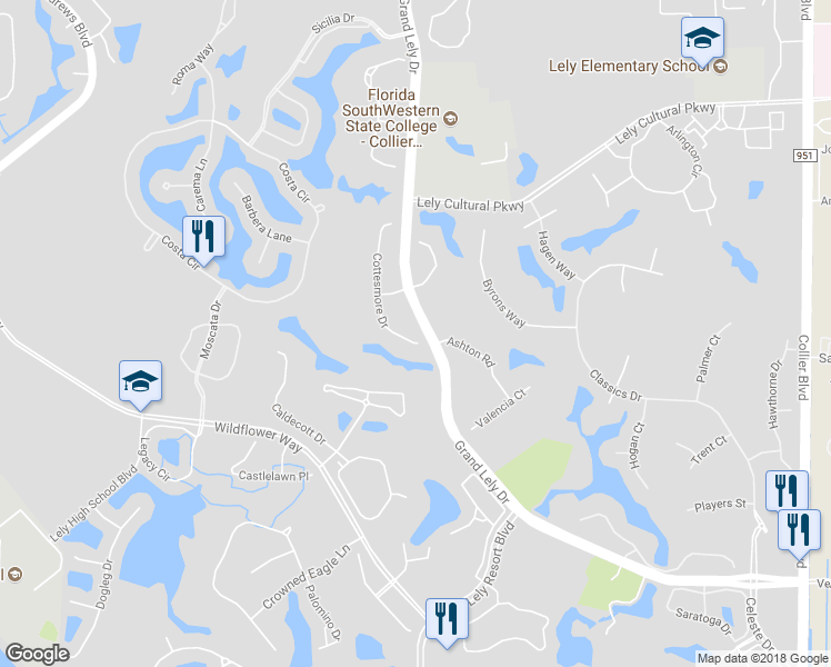 map of restaurants, bars, coffee shops, grocery stores, and more near 7762 Cottesmore Drive in Naples