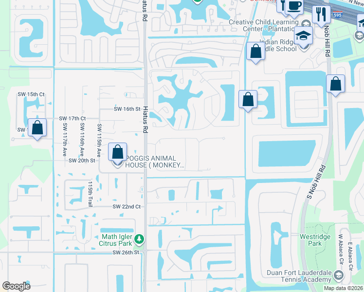 map of restaurants, bars, coffee shops, grocery stores, and more near 836 Southwest 24th Avenue in Davie