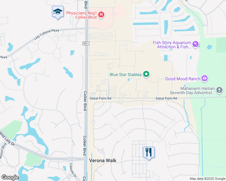 map of restaurants, bars, coffee shops, grocery stores, and more near 225 Redbird Lane in Naples