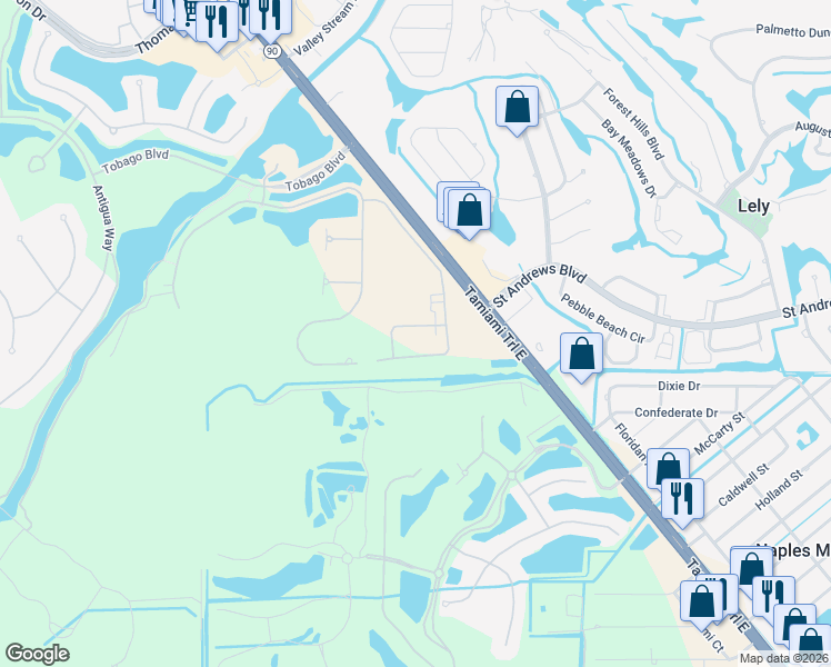 map of restaurants, bars, coffee shops, grocery stores, and more near 8793 Tamiami Trail E in Naples