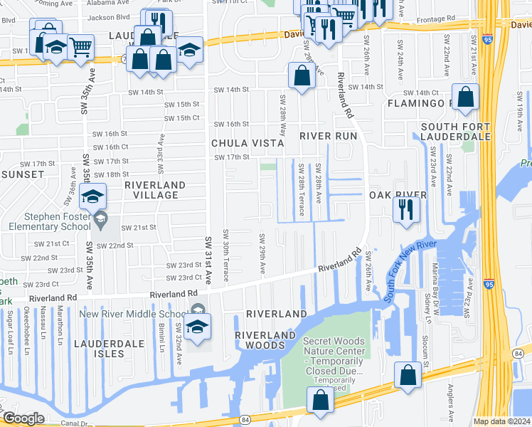 map of restaurants, bars, coffee shops, grocery stores, and more near 1954 Southwest 29th Avenue in Fort Lauderdale